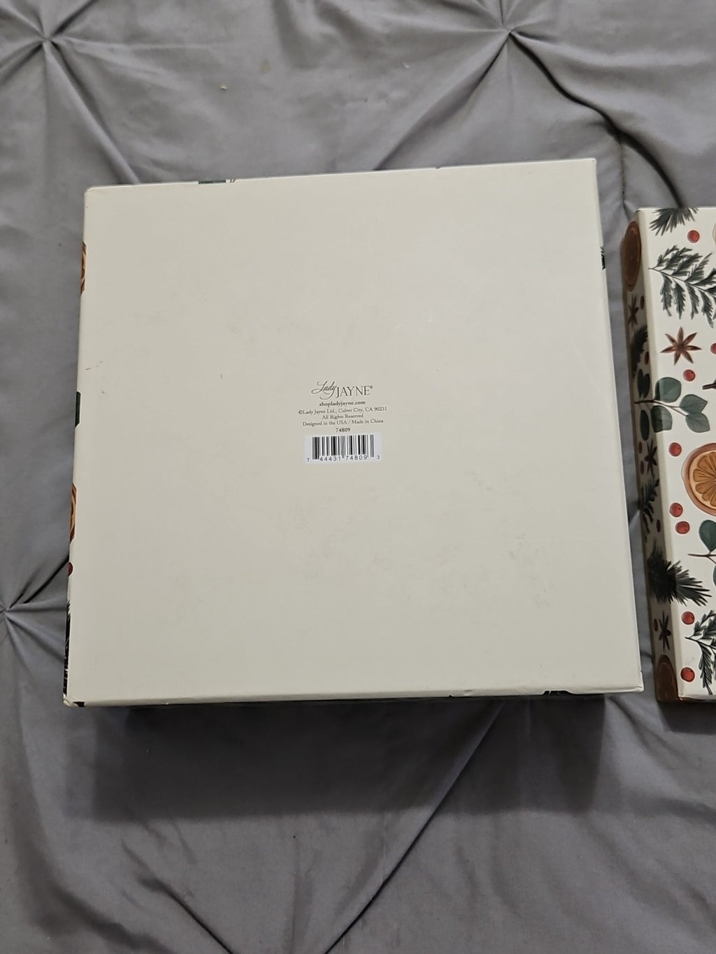 Lady Jayne Storage Box Citrus, Berry, Spice Greenery Holiday Theme 9"x9"x4"