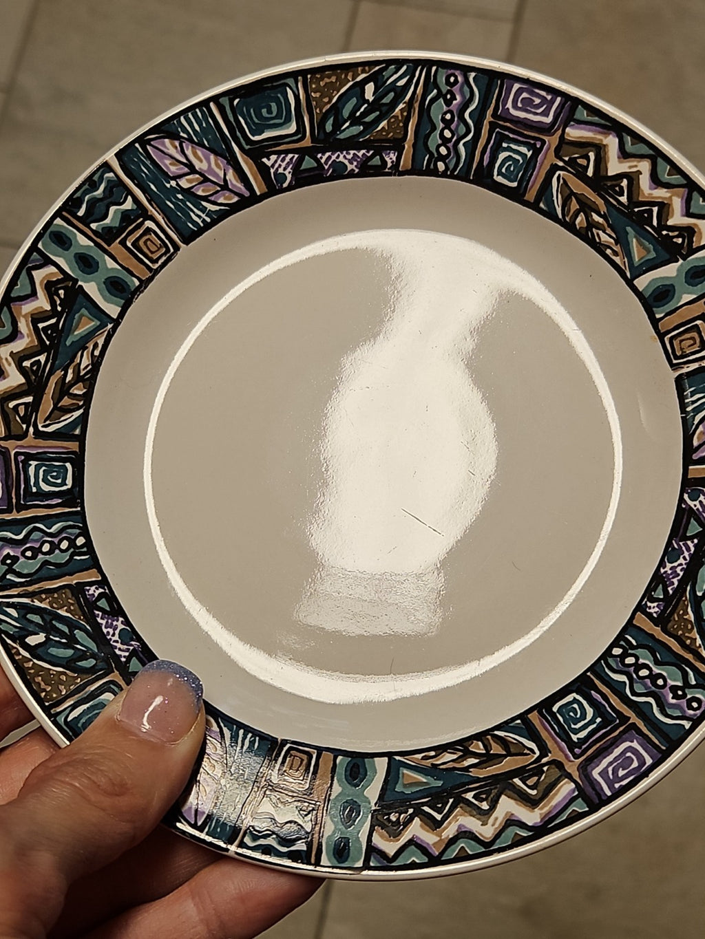 Set of 4 Gibson Foley Southwest Tribal Style Salad Dessert Plates 6.75" EUC
