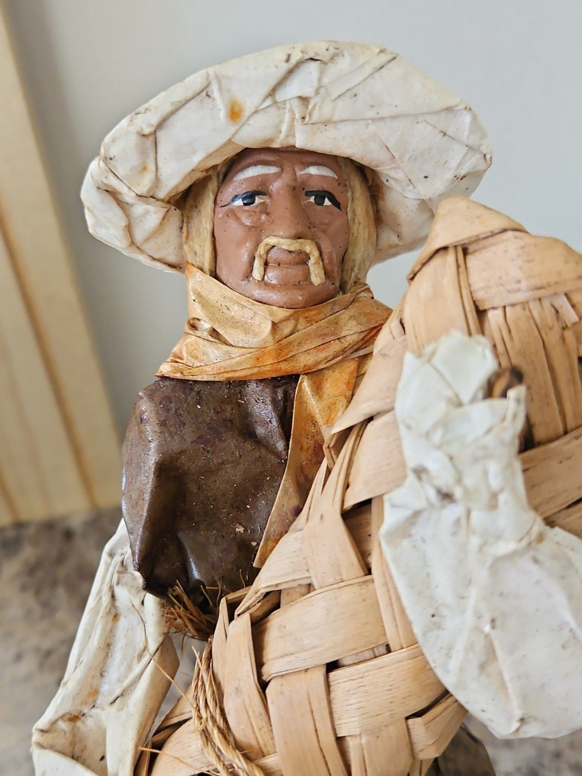 Set of 2 Vintage Paper Mache Mexican Folk Art Sculptures Farmers With Harvest