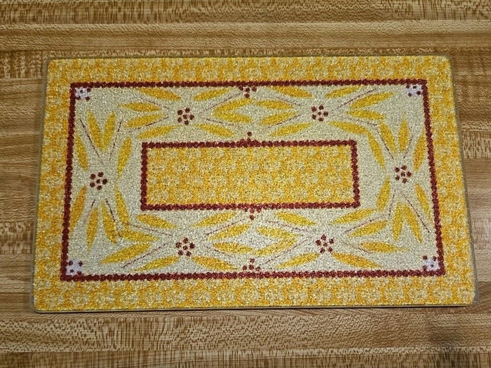 Temptations by Tara Old World Rectangular Glass Trivet Yellow & Red 10" x 6"