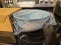 New In Box Pampered Chef 4 QT Plastic Mixing Bowl Blue & White