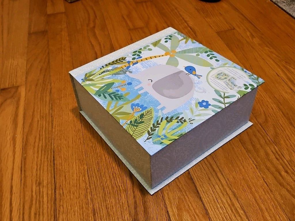 Lady Jayne Ltd Baby's First Keepsake Box Blue & Green Elephant Theme