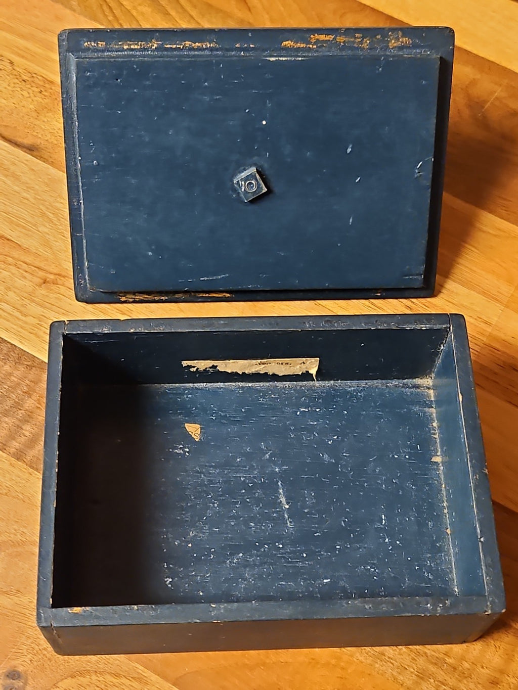 Vintage Art Deco Black Metal Scottie Dog On Wooden Trinket Box 1930s 5.75"×4.25"