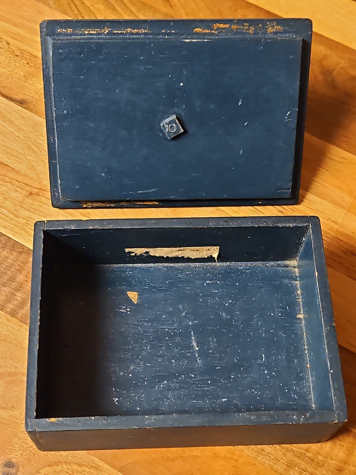 Vintage Art Deco Black Metal Scottie Dog On Wooden Trinket Box 1930s 5.75"×4.25"
