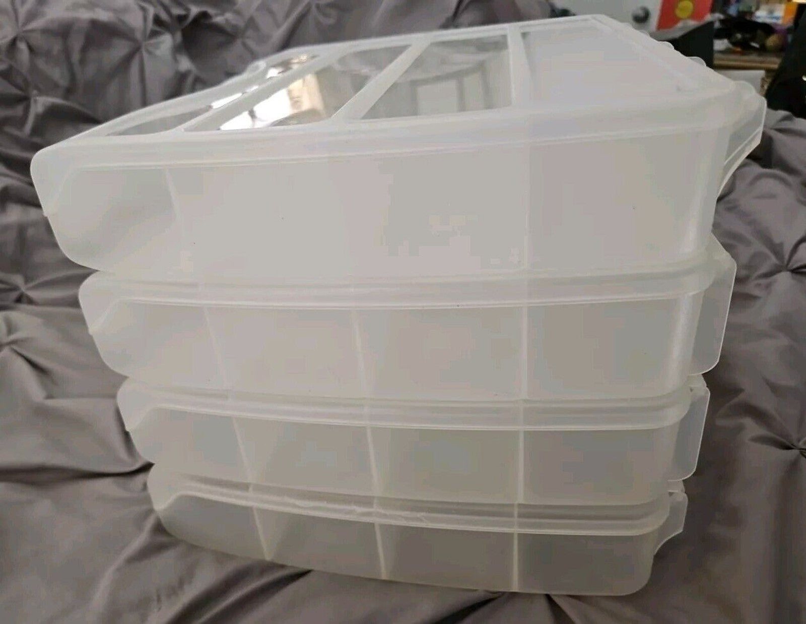 Lot 4 Lrg Adjustable Compartment Craft Storage Box with Handle by Bead Landing™