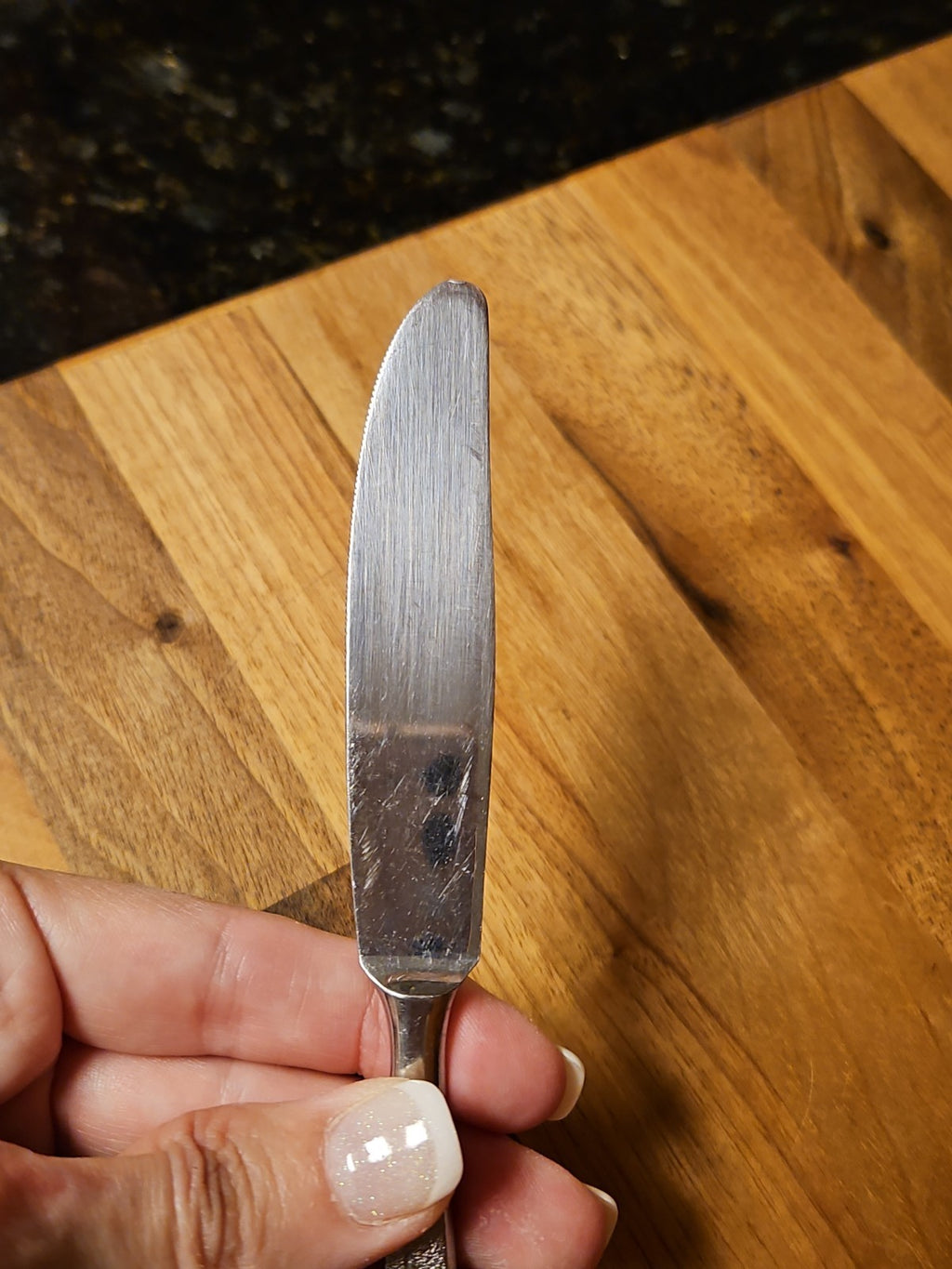 Vintage Everbrite Premier Stainless EVS13 Knife Japan Textured Leaf Silverware