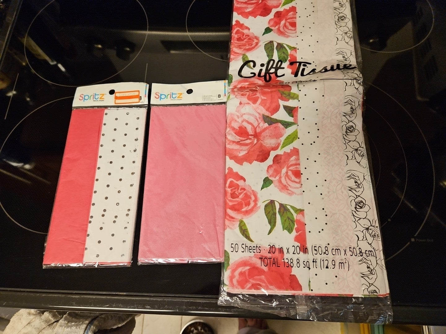Lot Of 5 Tissue Paper Packs Pretty Pink Girly Chic Floral 3 Brand New & 2 Open