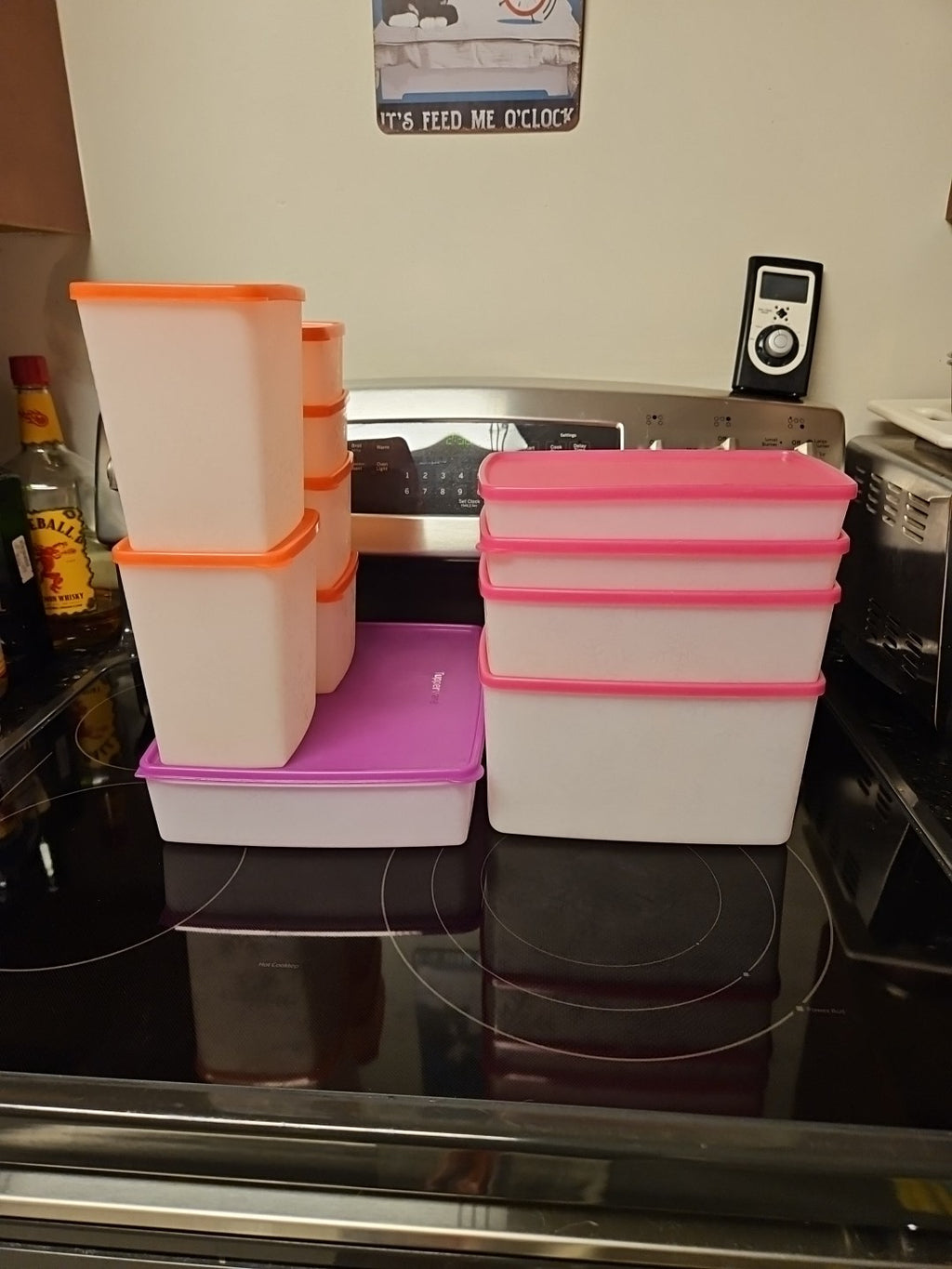 Set Of 11 Tupperware Freezer Mates Snowflake Pattern Assorted Sizes W Pink Lids
