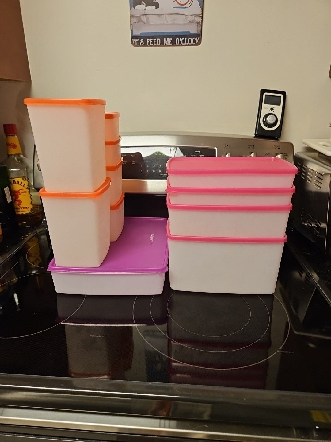 Set Of 11 Tupperware Freezer Mates Snowflake Pattern Assorted Sizes W Pink Lids