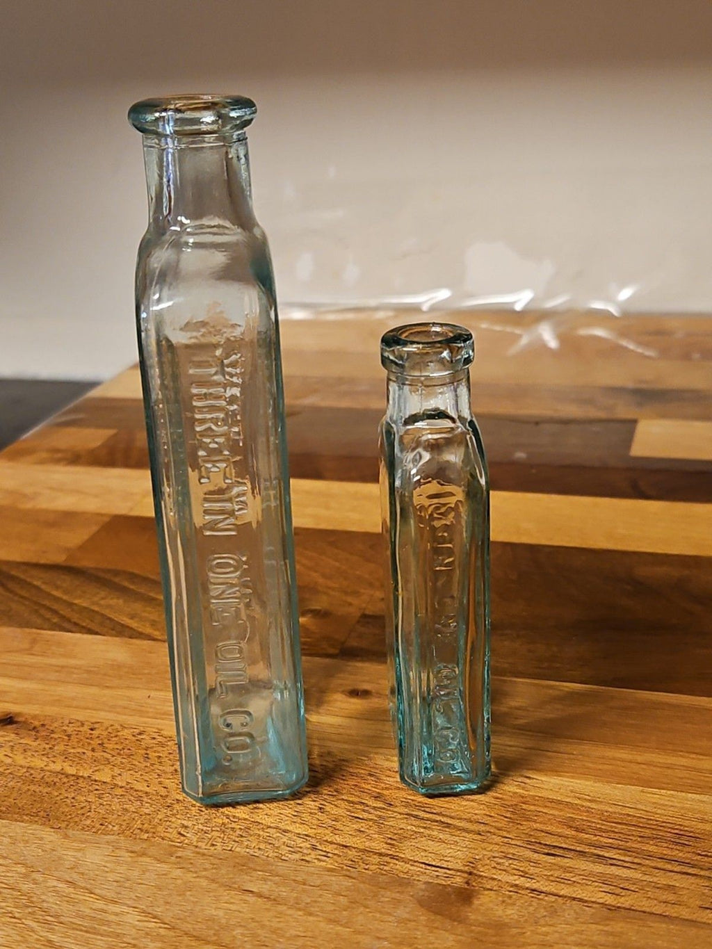 Set Of 2 Antique 3rd Gen 1900's Antique Three In One 3 in 1 Oil Glass Bottles
