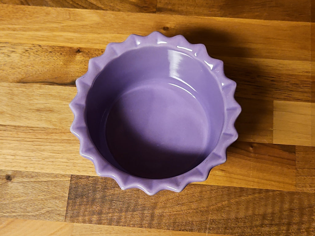 Vintage Chantal 5”x 2.5” Purple Fluted Baking Dish Ruffled Edge 1.5 Cups