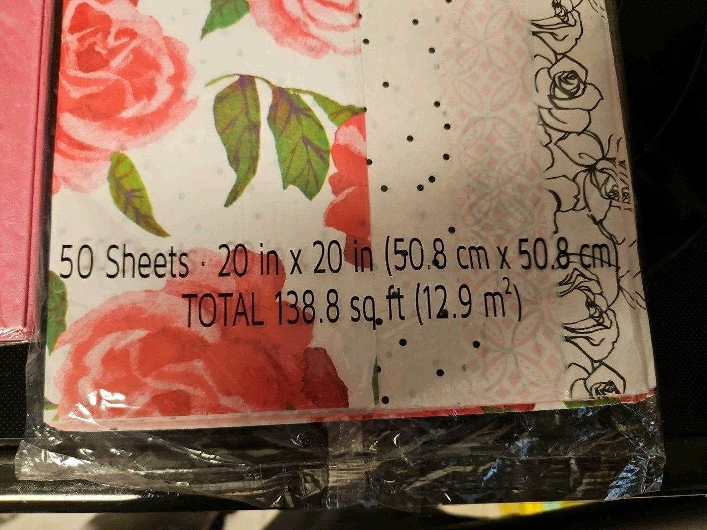 Lot Of 5 Tissue Paper Packs Pretty Pink Girly Chic Floral 3 Brand New & 2 Open