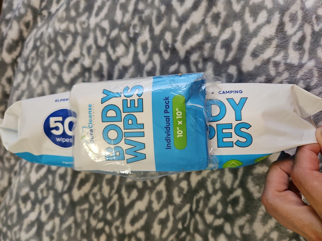 New Sealed Giant Size Dura Cleanse Body Wipes No Rinse 50 Count + 4 Travel Wipes