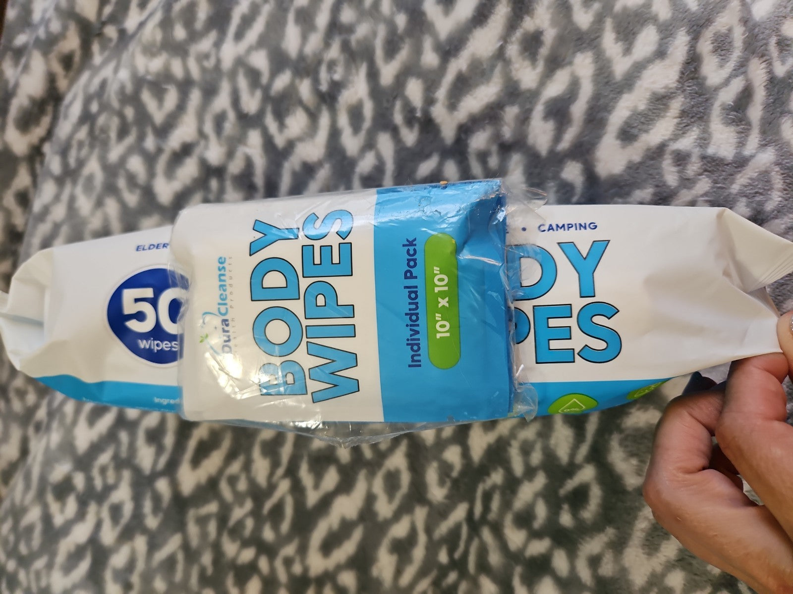 New Sealed Giant Size Dura Cleanse Body Wipes No Rinse 50 Count + 4 Travel Wipes