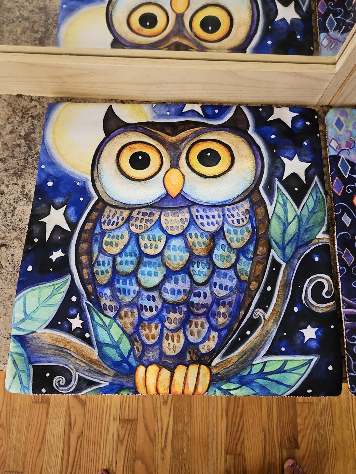 Set of 2 Opulent Owls Jewel Tone Reversible Throw Pillow Covers 15.5"x15.5" NWOT