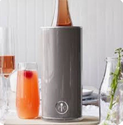 NIB Pampered Chef Wine Chiller Champagne Cooler Gray with Lid #2201