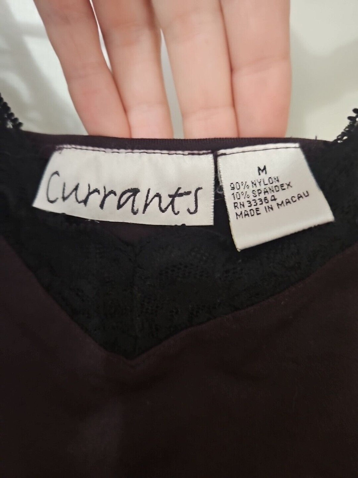 Currants Y2K Purple  and Black Lace V Neck Cami Top Juniors Size M