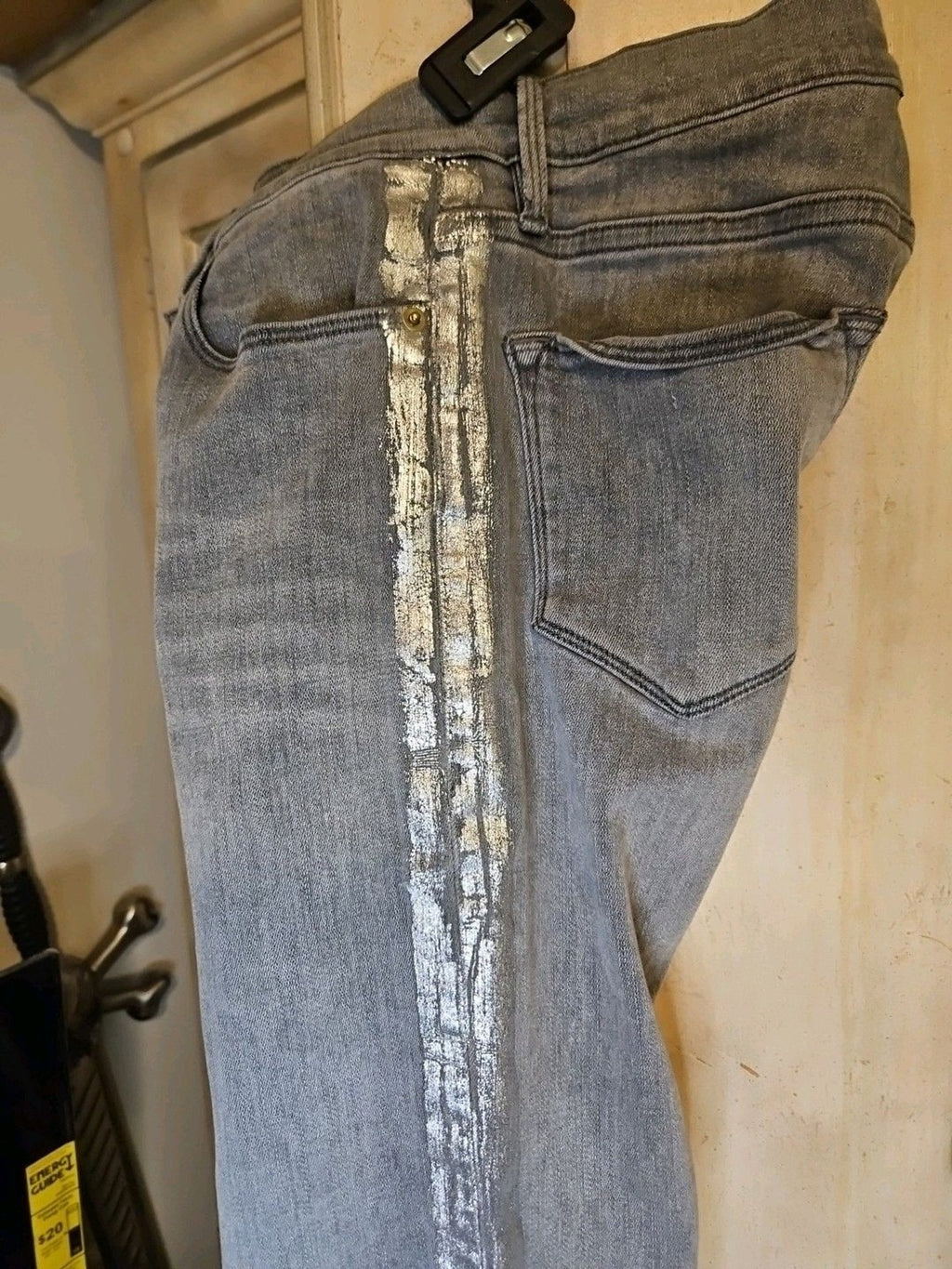 Frame Le High Straight Field Foil Tux Gray Womens Ankle Jeans Sz 25