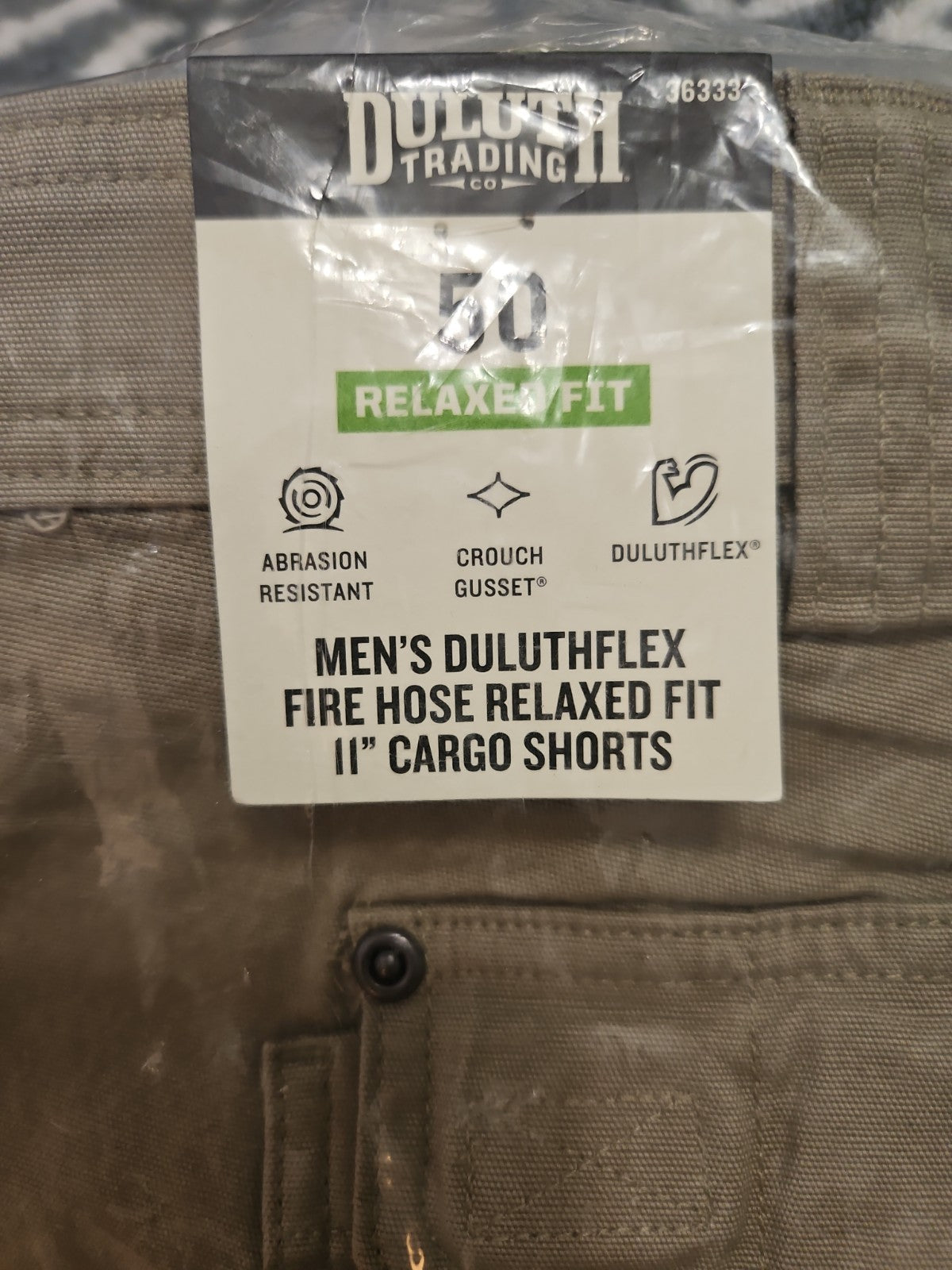 Duluth Men's Duluthflex Flex Fire Hose Relaxed Fit 11" Cargo Shorts Khaki Sz 50