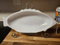 Vintage GlasBake Milk Glass Large Fish Serving Platter 18" x 8.5" Reversed Stamp