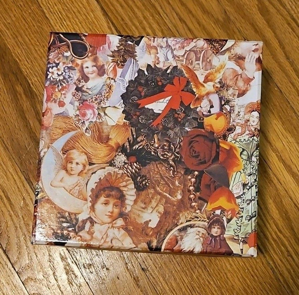 Elegant Storage Box Pink & Red Victorian Cherub Roses Pearls Theme 7" X 7" X 5"