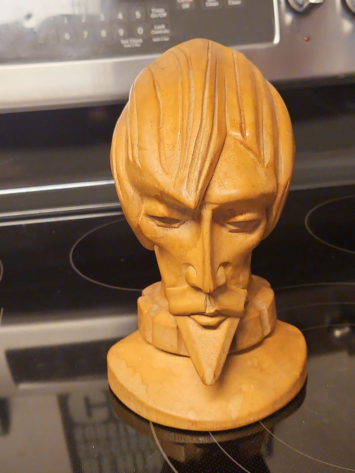Vintage Wooden Carving Don Quixote Head Bust Medium Size 8.5"