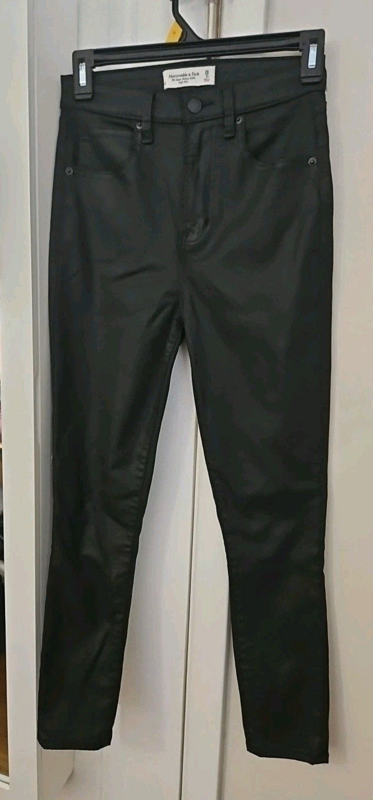 Abercrombie & Fitch High Rise Super Skinny Ankle Black Coated Jeans Size 2