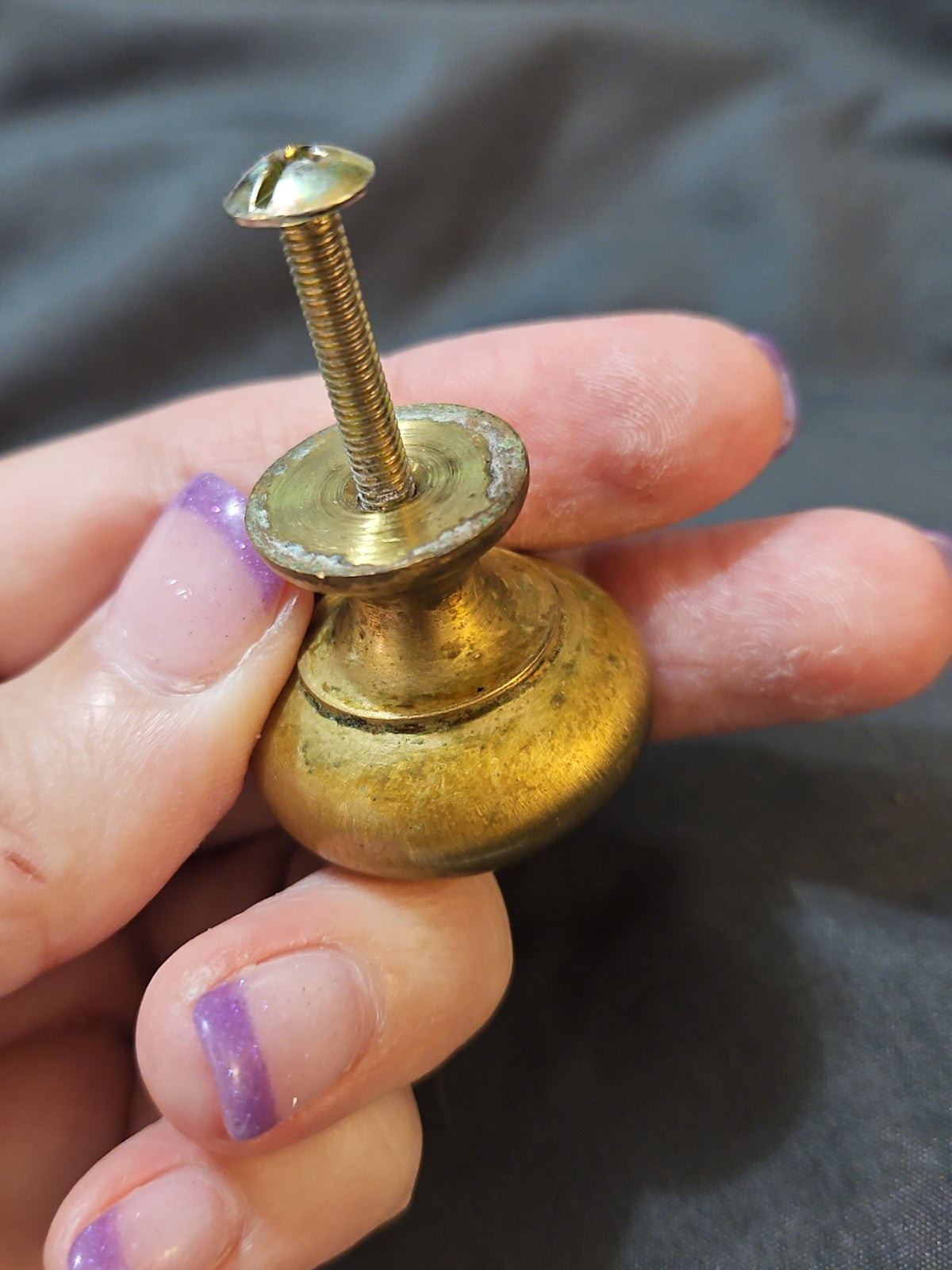 Set Of 2 Brushed Satin Finish Brass Cabinet Knobs Drawer Pulls 1.25" Diameter