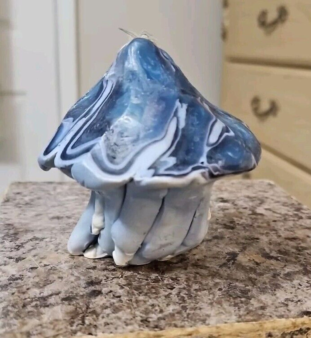 Norther Lights Candles Blue Mushroom Shaped Candle Handmade Unused