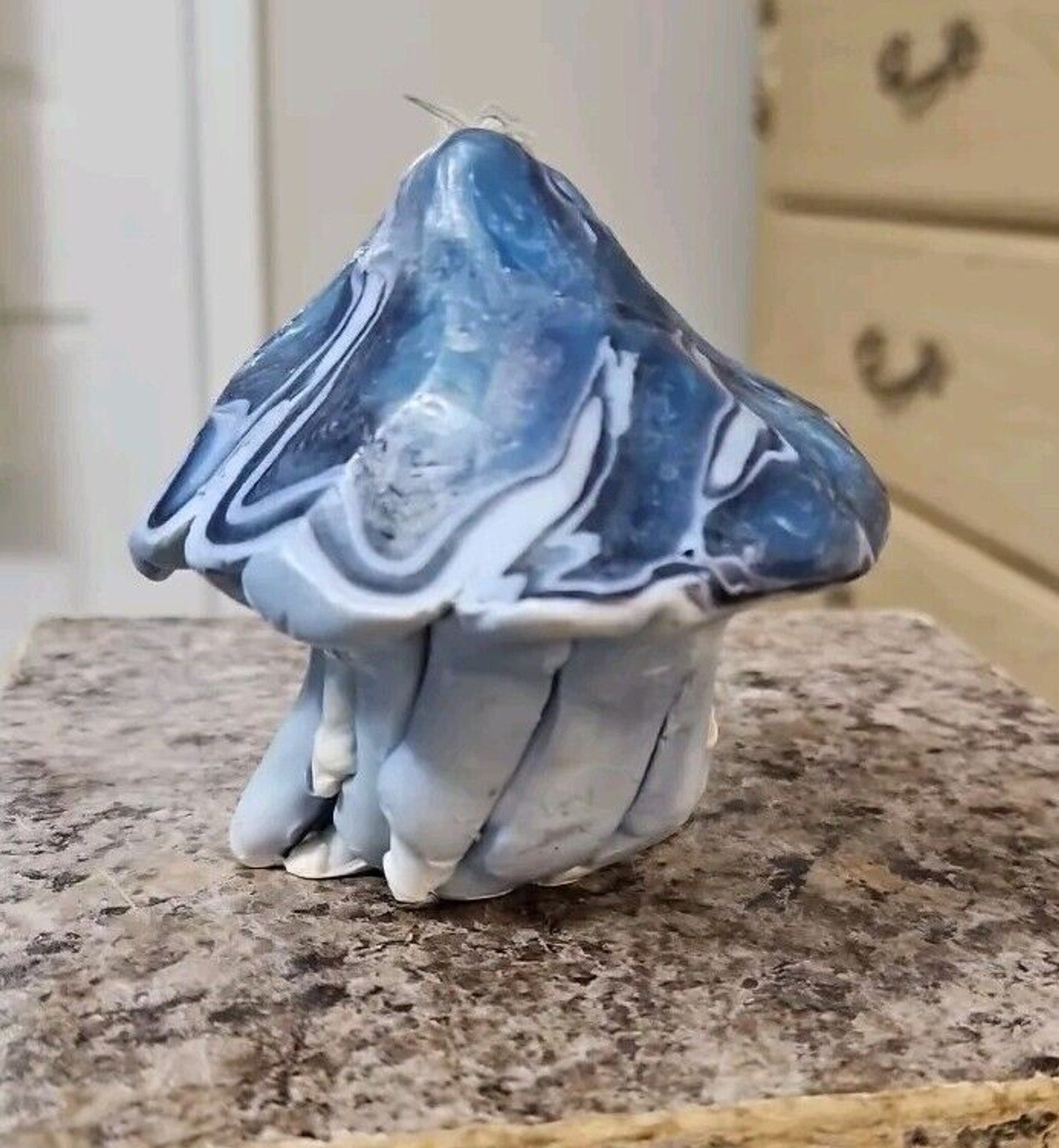 Norther Lights Candles Blue Mushroom Shaped Candle Handmade Unused