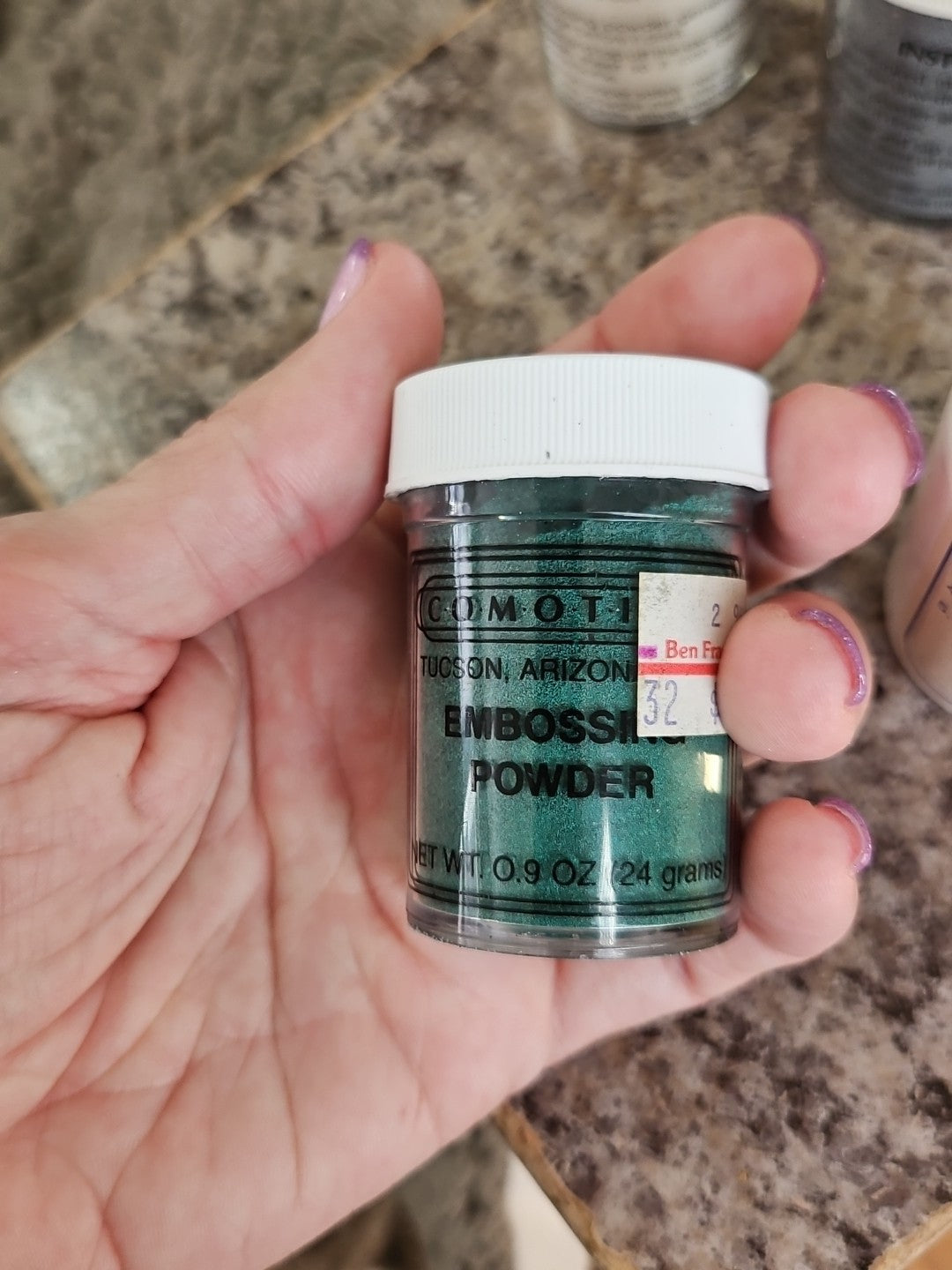 Lot Of 3 New Comotion Embossing Powders .6 oz - Silver, Green & Glitter Plus Ink
