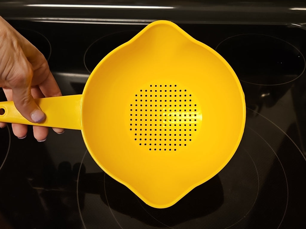 Vintage Yellow Tupperware Small 1 Quart Colander Strainer #1200