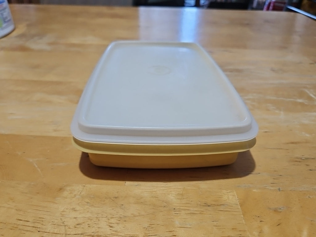 Vintage Tupperware Deli Meat Cheese Keeper Harvest Gold 816 W Sheer Lid 817 EUC