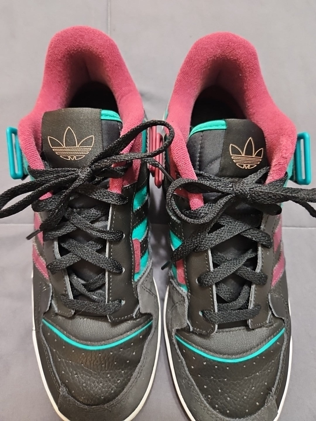 Adidas Forum Exhibit Low Black Victory Crimson Glory Green Sneakers Sz 10.5