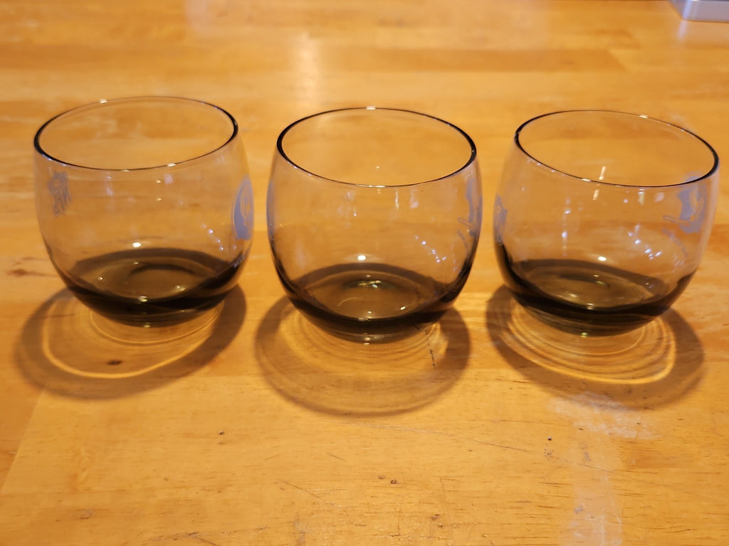 Set Of 6 NFL Miami Dolphins Rolly Polly Rocks Glasses Smoke Color 3.5" X 3"