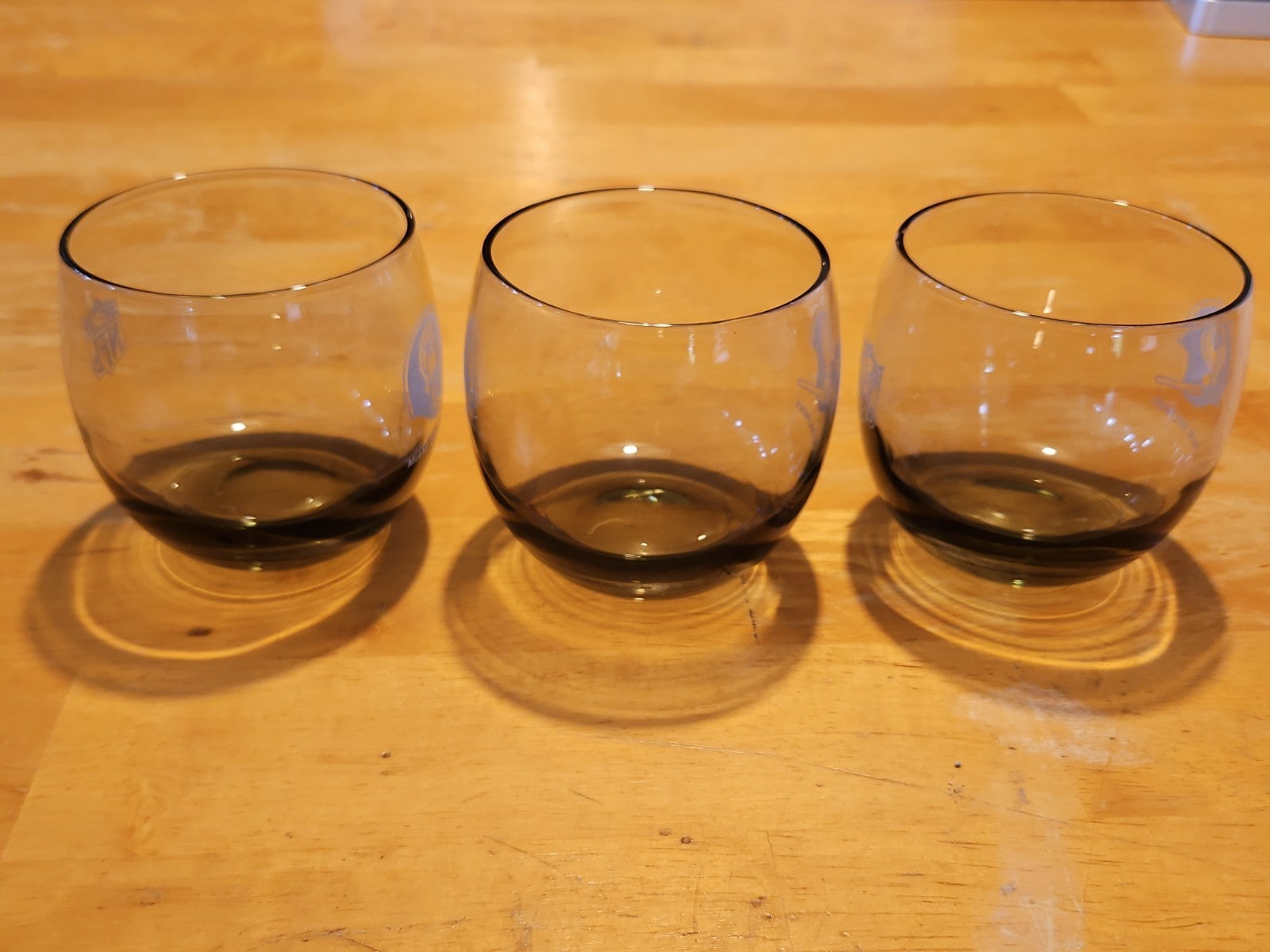 Set Of 6 NFL Miami Dolphins Rolly Polly Rocks Glasses Smoke Color 3.5" X 3"