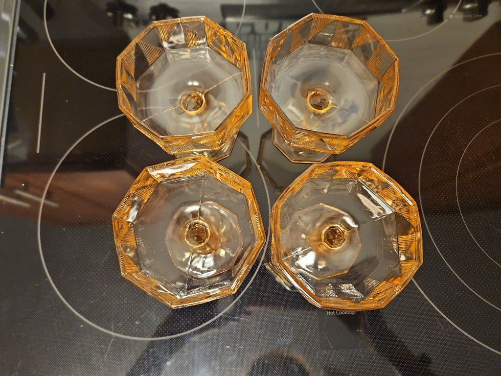Set of 8 Vintage McKee "Tricia" Pink Depression Glass Art Deco Octagon Coupes