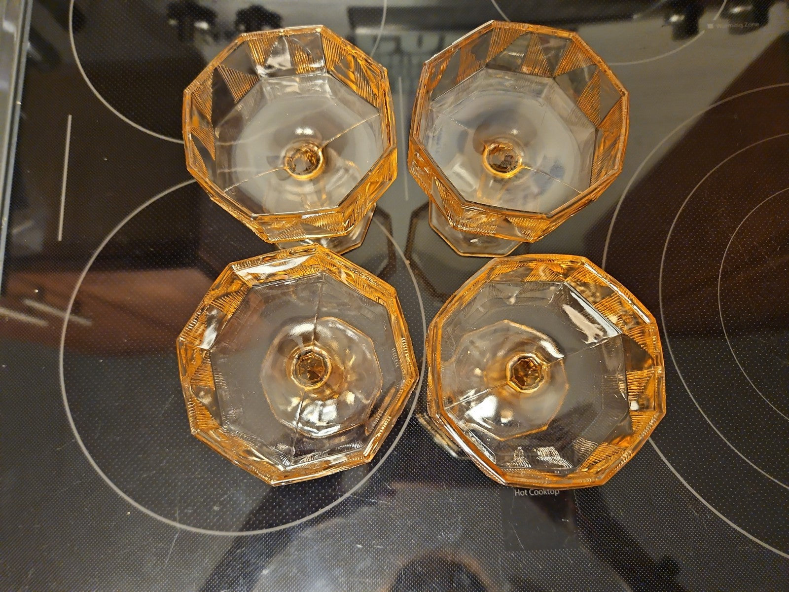 Set of 8 Vintage McKee "Tricia" Pink Depression Glass Art Deco Octagon Coupes