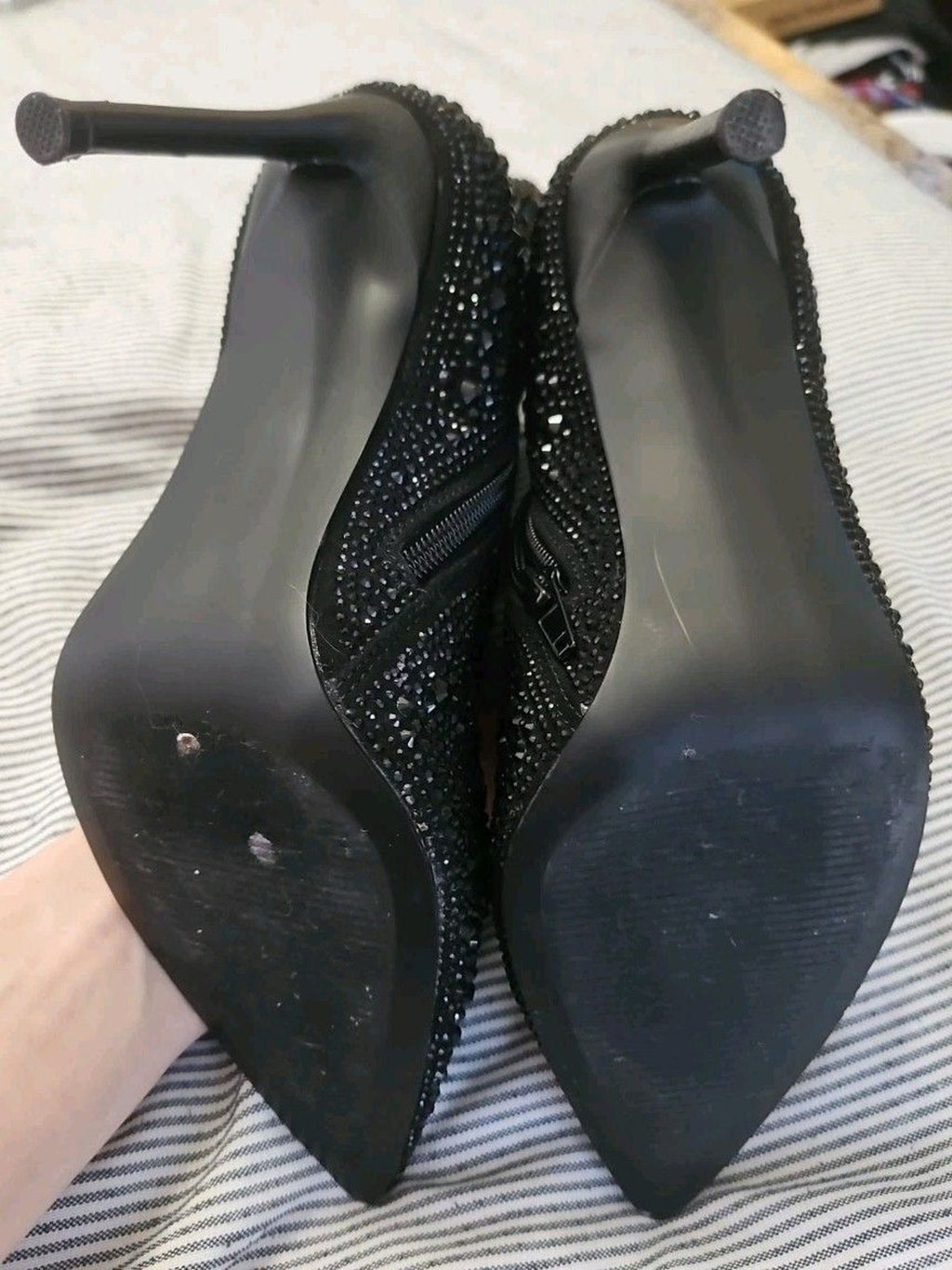 Steve Madden Black Rhinestone Studded Valora Boots Size 6 M