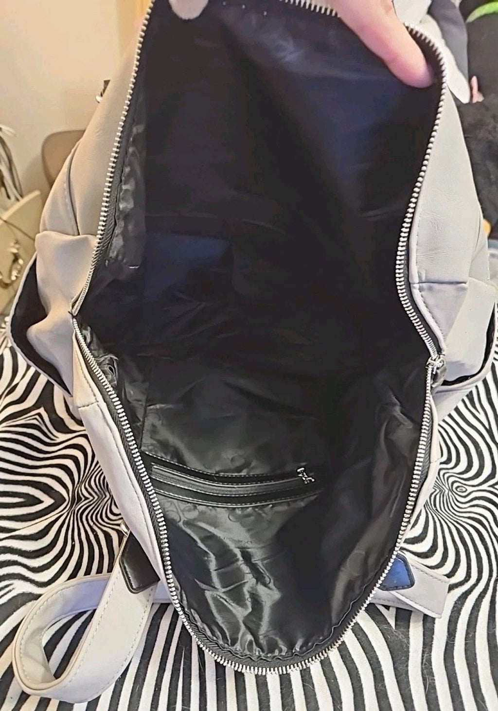 Paparazzi 'Life of the Party' Silver Gray Faux Leather Shoulder/Tote Bag