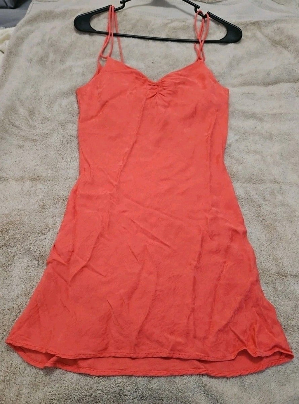 Zara Women's Size S Coral Dress Jacquard Floral Print Mini Slip Dress
