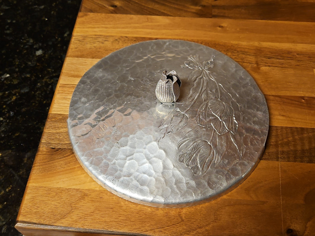 Vintage Rodney Kent Hammered Aluminum Lid Tulip Finial Replacement Topper