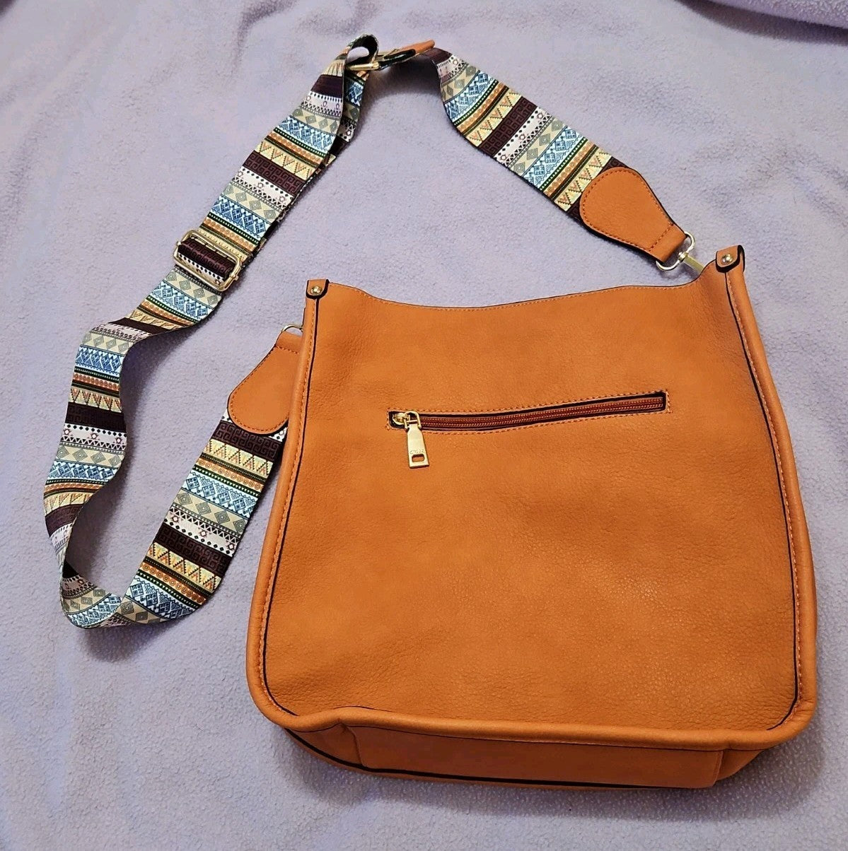 Jen & Co. Chloe Crossbody Bag, Vegan Leather Orange Southwest Print Strap