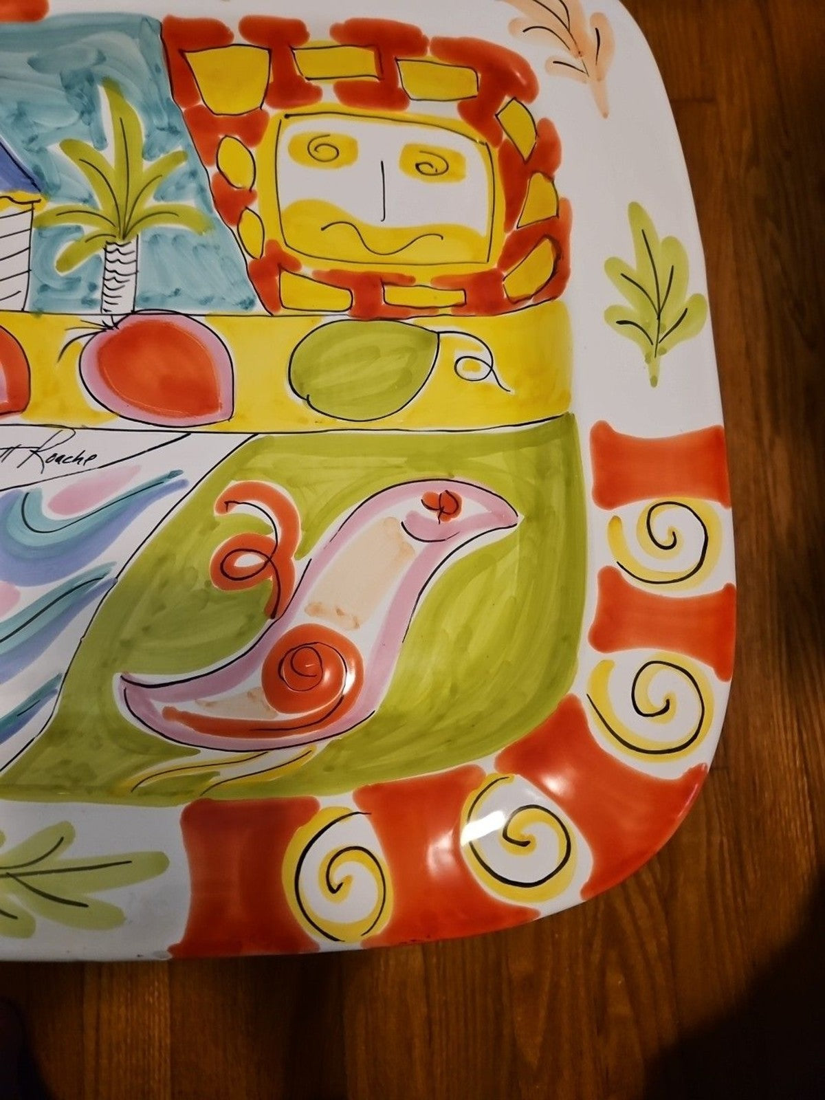 Vintage 1991 Pretense Elizabeth Barrett Roach Hand Painted Platter
