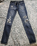 American Eagle Stretch Jeggings Size 2 Distressed Jeans Patch Detail