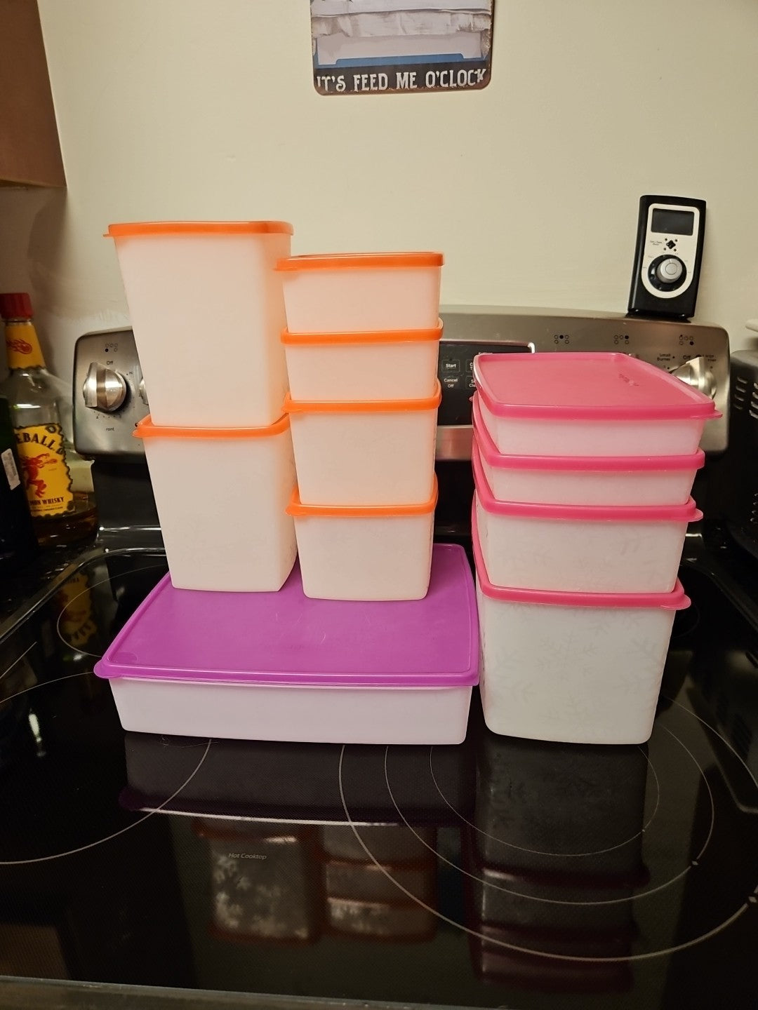 Set Of 11 Tupperware Freezer Mates Snowflake Pattern Assorted Sizes W Pink Lids