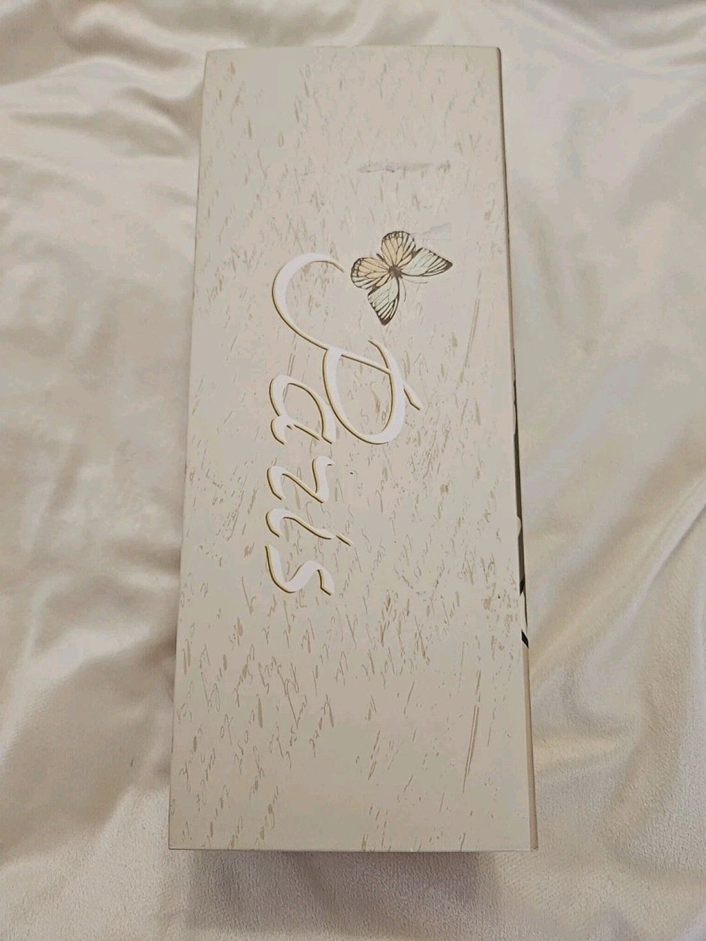 Elegant Storage Box Beige & Silver Paris Eiffel Tower Theme apprx 11.5 x 4.5 x4"