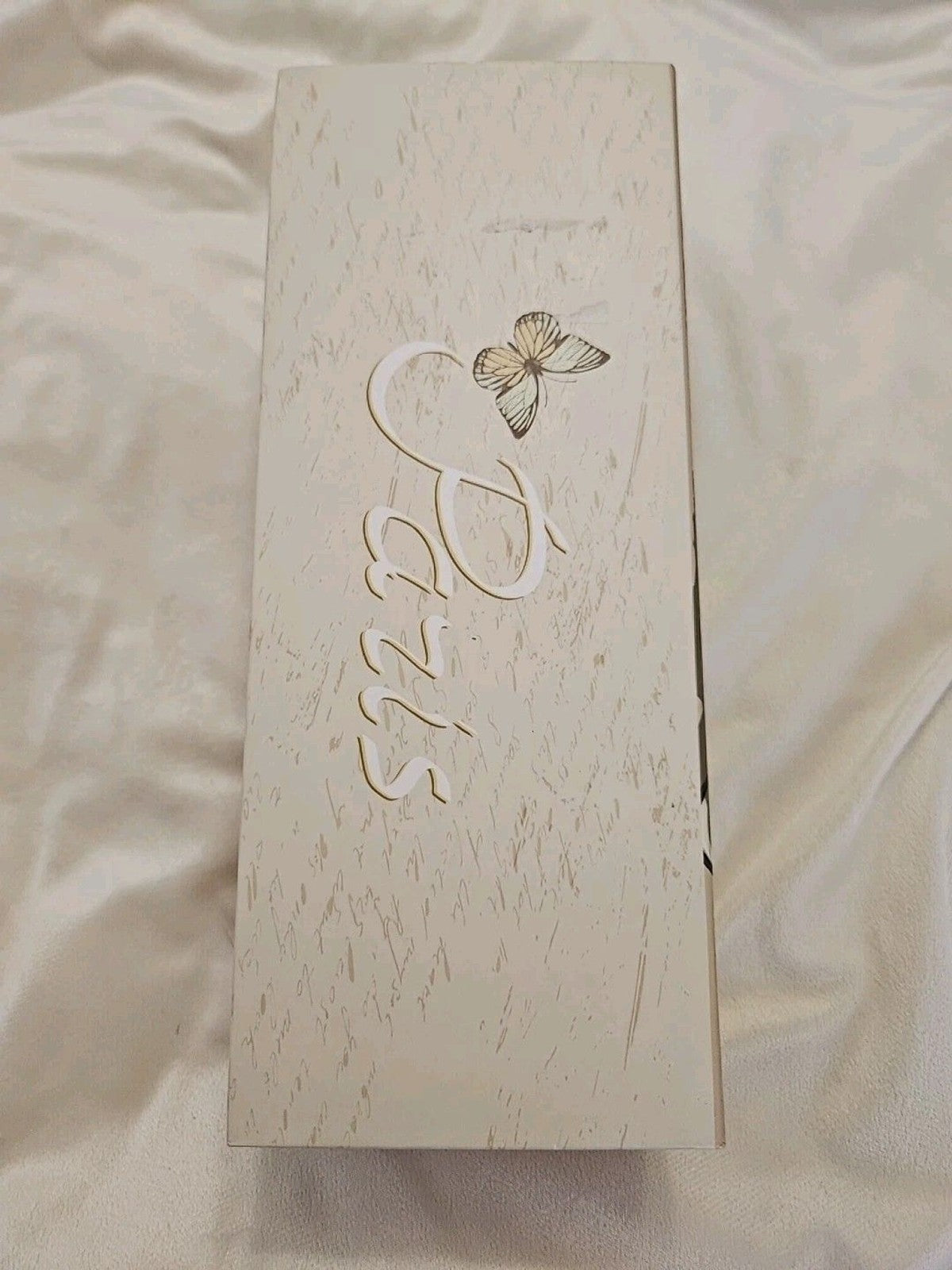 Elegant Storage Box Beige & Silver Paris Eiffel Tower Theme apprx 11.5 x 4.5 x4"