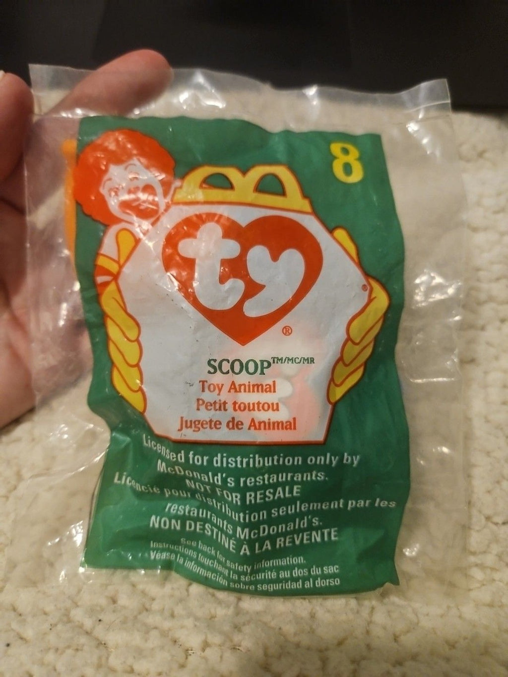McDonald's Ty Teenie Beanie Babies Scoop 1998/1993 Tag Error NIP