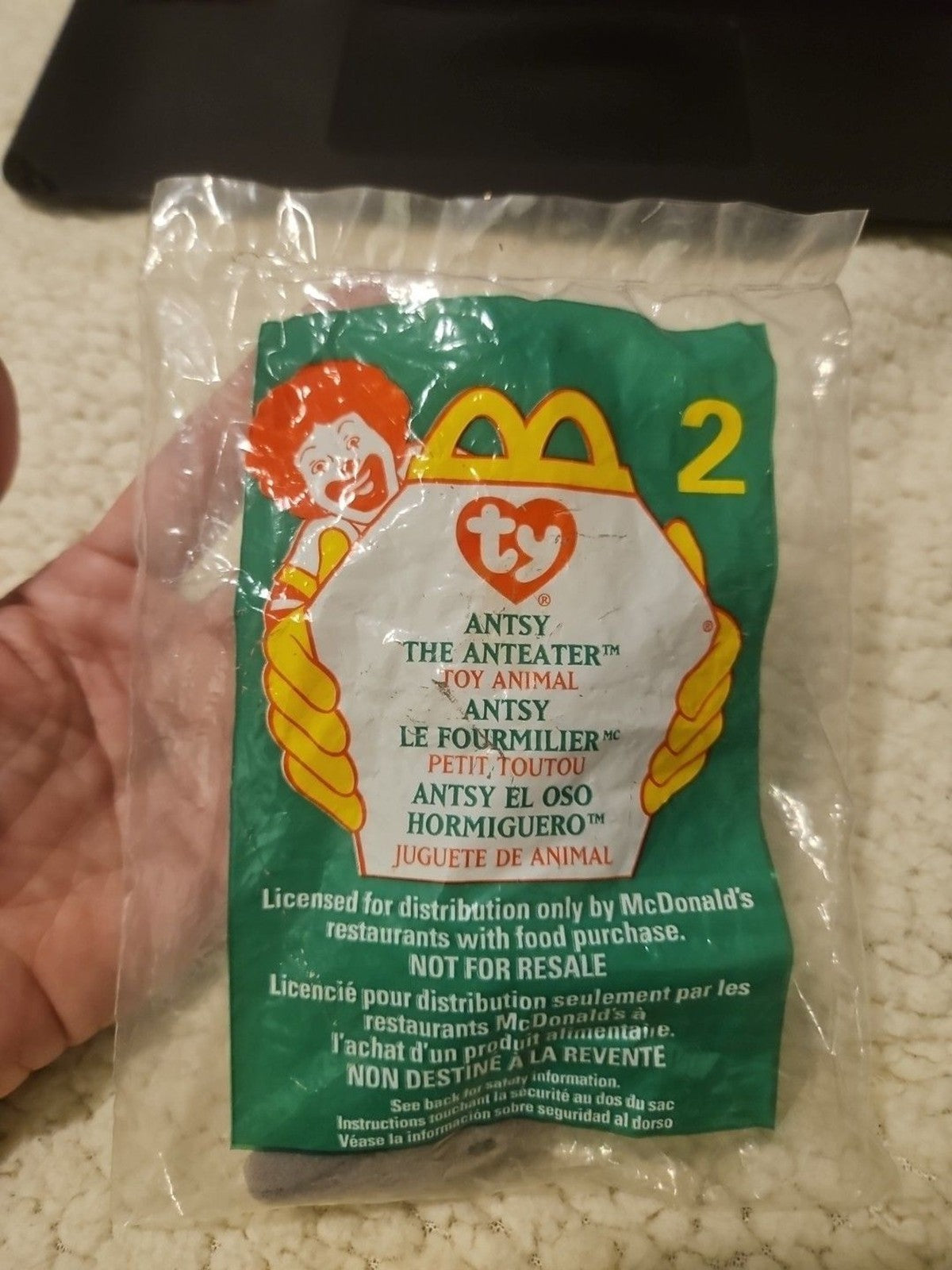 McDonald's Teenie Beanie Baby Antsy the Anteater Rare 1993 1998 Tag Errors NIP